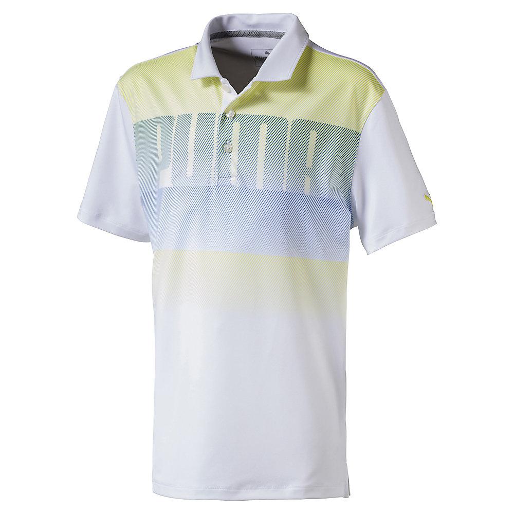 Puma Logo Junior Golf Polo Shirt Yellow Click Golf