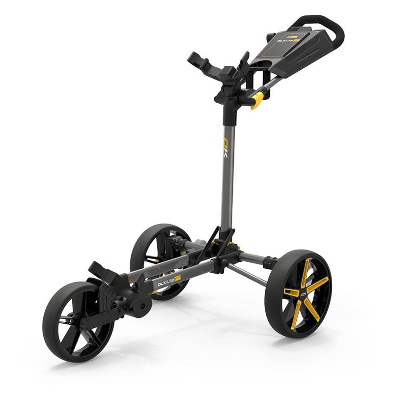 PowaKaddy DLX-Lite FF Push Cart Golf Trolley - Gunmetal/Yellow - main image