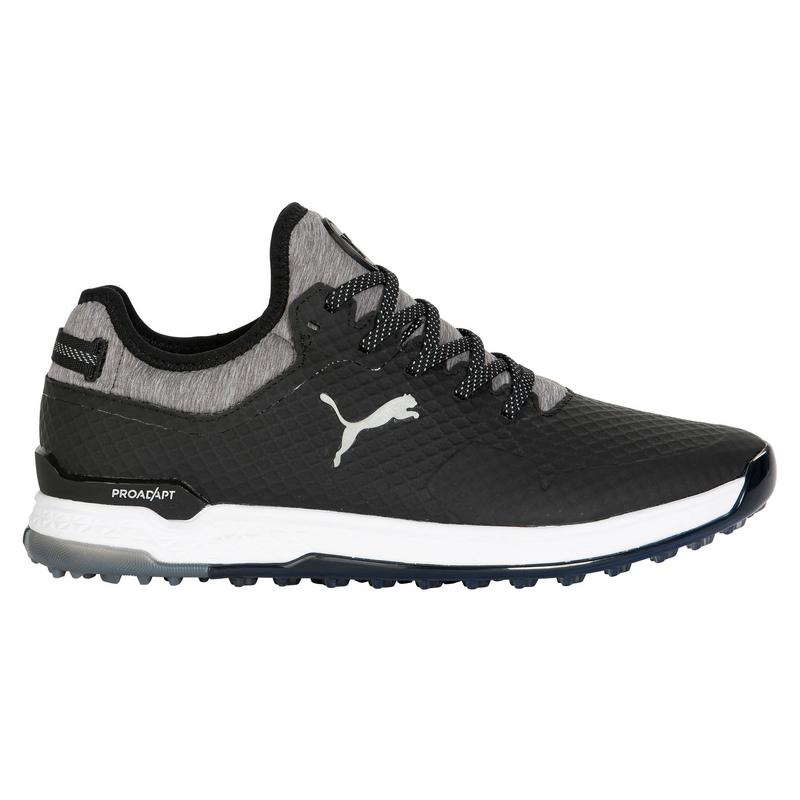 Puma Proadapt Alphacat Spikeless Golf Shoes Black Silver Quiet Shade UK 10.5