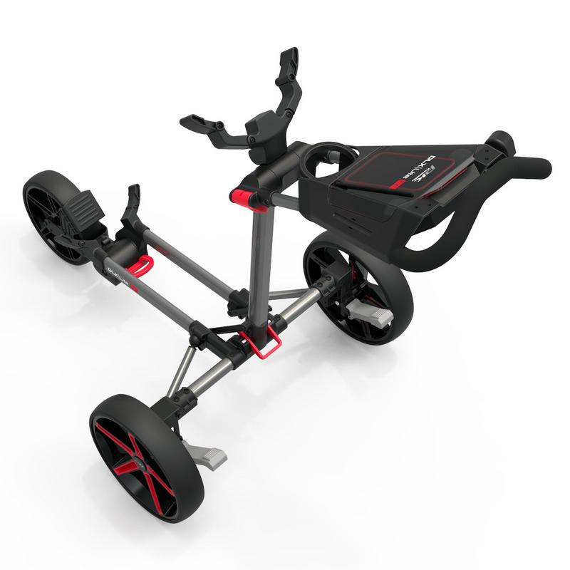 PowaKaddy DLX-Lite FF Push Cart Golf Trolley - Gunmetal/Red - main image