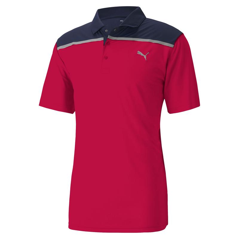 Puma Rotation Bonded Colourblock Golf Polo Shirt - Red - main image