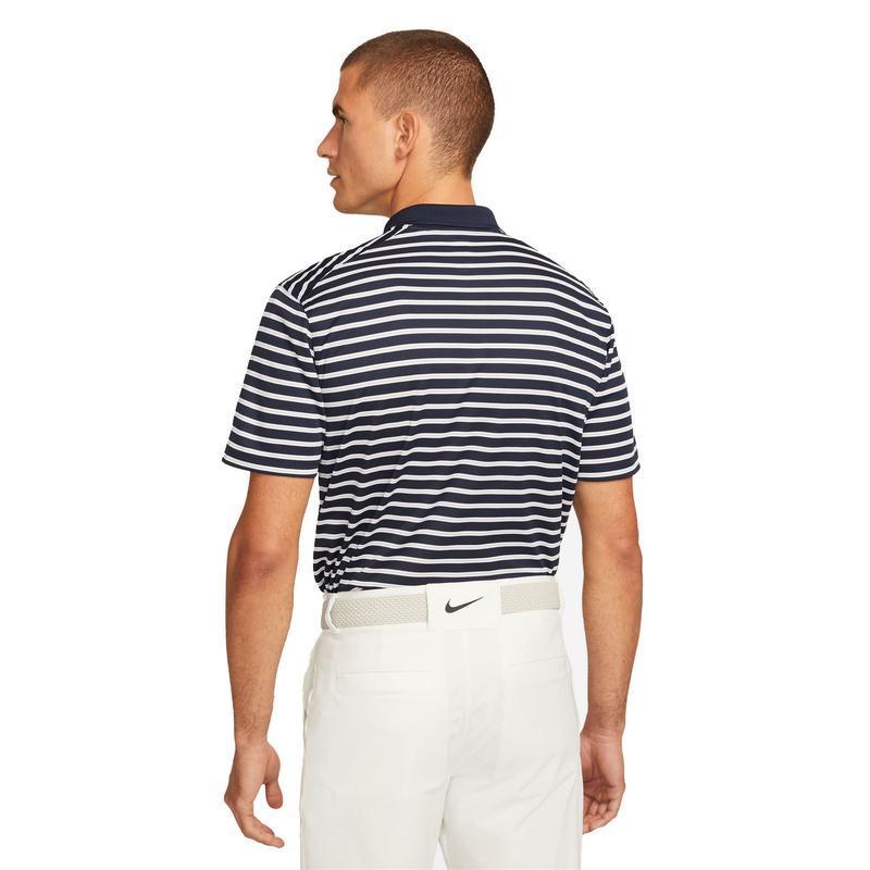 Nike Dri-Fit Victory Stripe Golf Polo Shirt - Obsidian/White