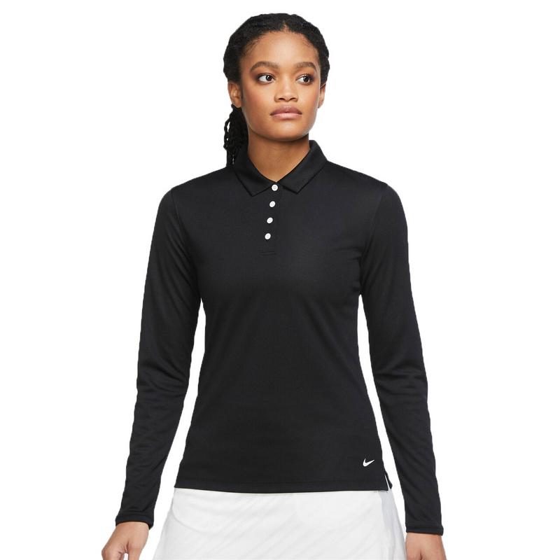 Nike Dri-Fit Victory LS Solid Womens Golf Polo Shirt - Black/White - main image