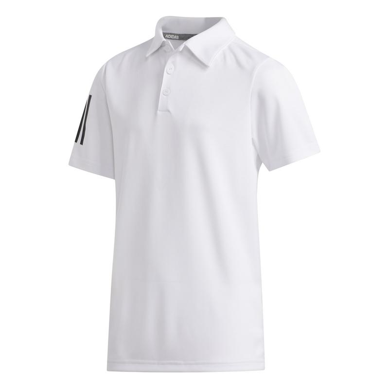 adidas Boys 3 Stripe Golf Polo Shirt - White - main image