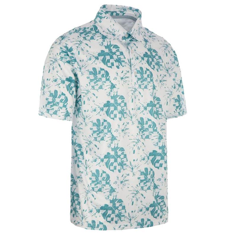 ProQuip Leaf Print Golf Polo Shirt - White/Green - main image