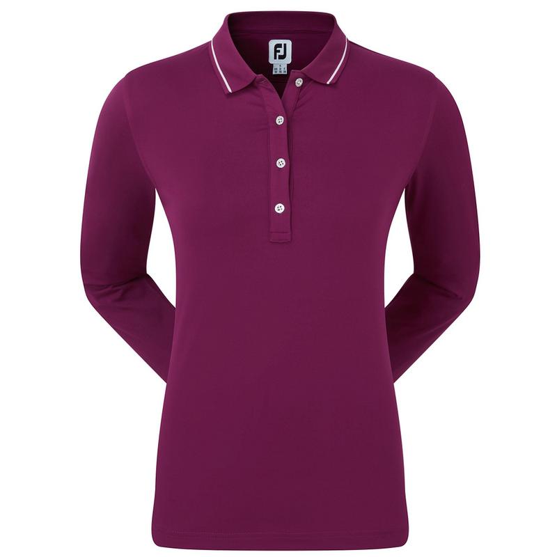 FootJoy Ladies Thermal Long Sleeve Golf Polo Shirt - Red