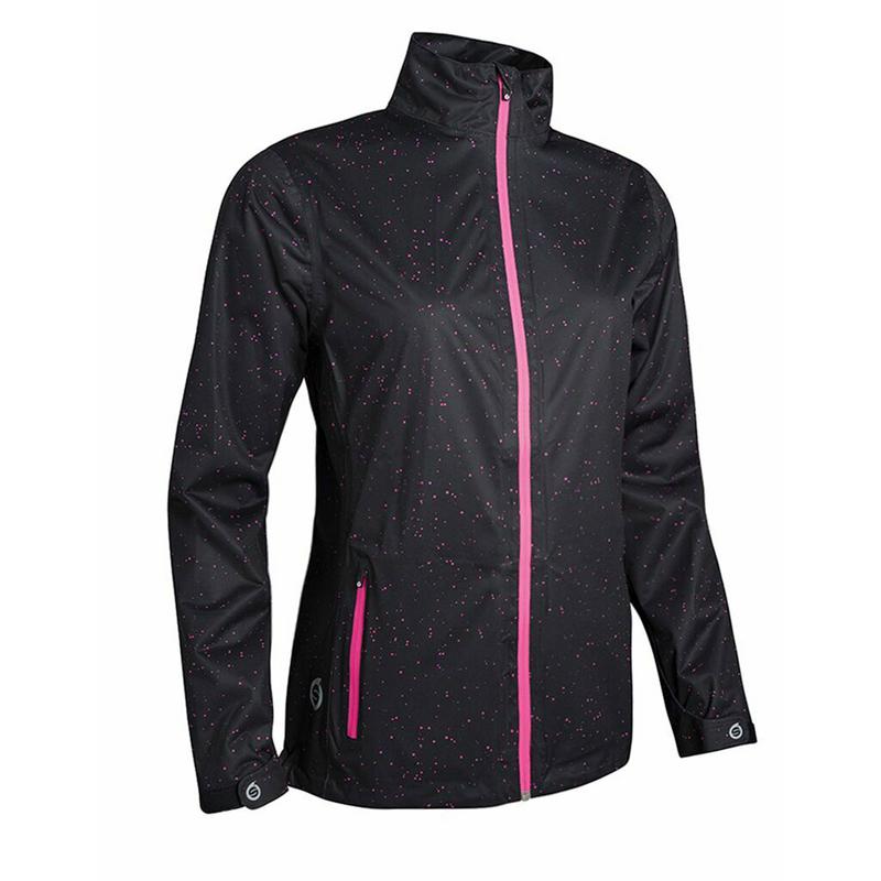 Sunderland Ladies Whisperdry Tech-Lite Waterproof Golf Jacket - Black/Solar Pink - main image