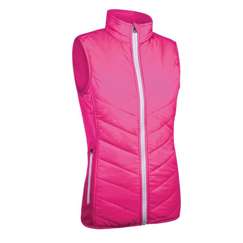 Sunderland Ladies Tania Padded Golf Gillet - Solar Pink/White - main image