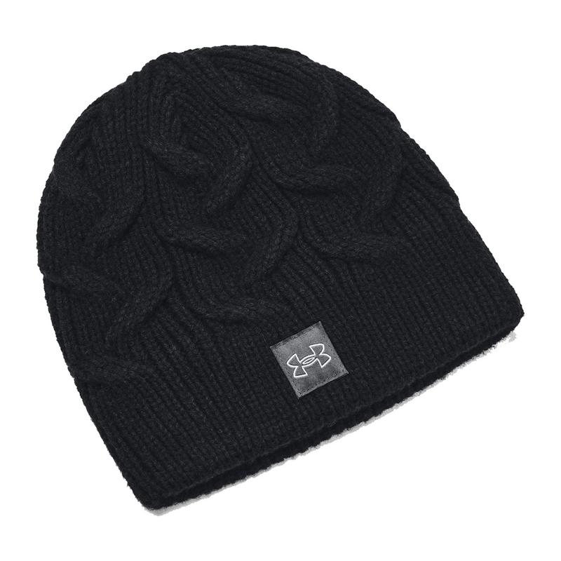 Under Armour Womens UA Halftime Cable Knit Beanie - Black - main image