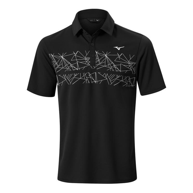 Mizuno Breath Thermo Graphic Golf Polo - Black - main image