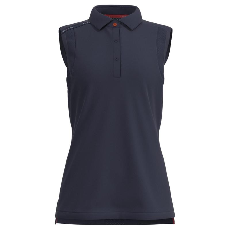 Forelson Stow Ladies Button Sleeveless Golf Polo Shirt Navy