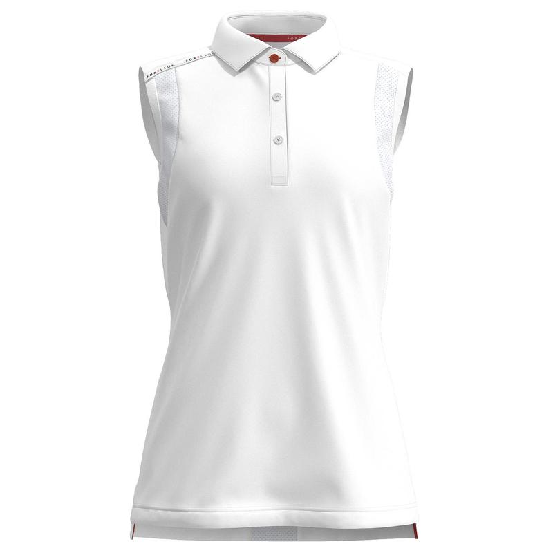 Forelson Stow Ladies Button Sleeveless Golf Polo Shirt - White