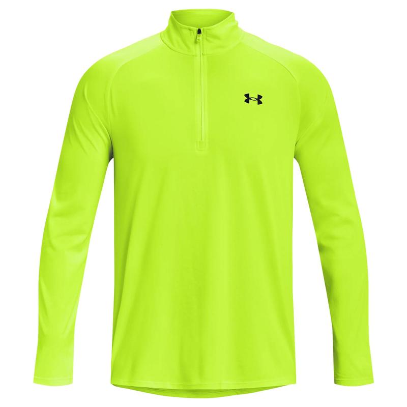 Under Armour Tech 2.0 Half Zip Long Sleeve Golf Top - Lime Surge - main image