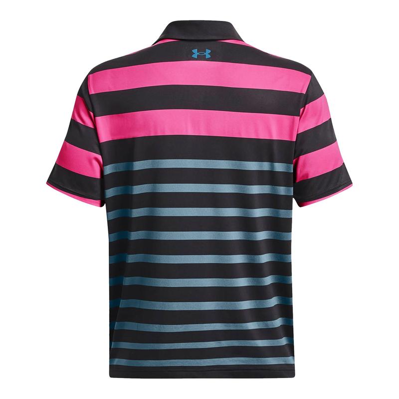 Under Armour Playoff 3.0 Stripe Golf Polo Shirt - Black/Pink - main image