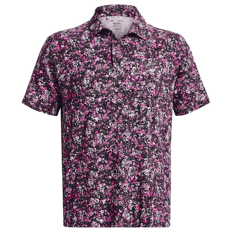 Under Armour Playoff 3.0 Printed Golf Polo Shirt - Black/Pink - main image