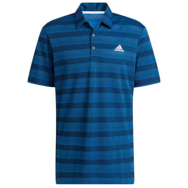 adidas 2 Colour Stripe Golf Polo Blue Small