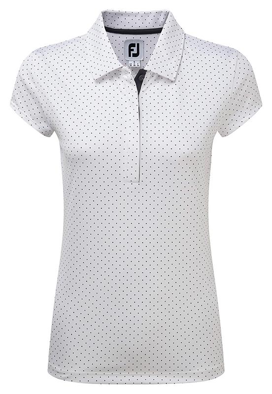 FootJoy Womens Printed Dot Smooth Pique - White/Charcoal - main image