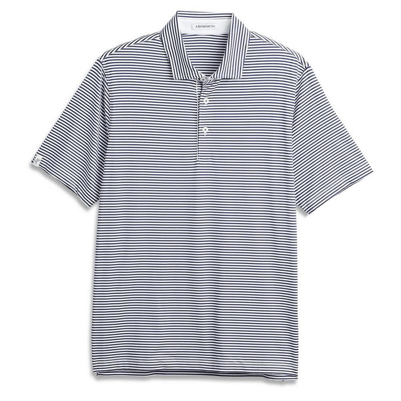 Ashworth Striped Tech Golf Polo - White/Navy - main image