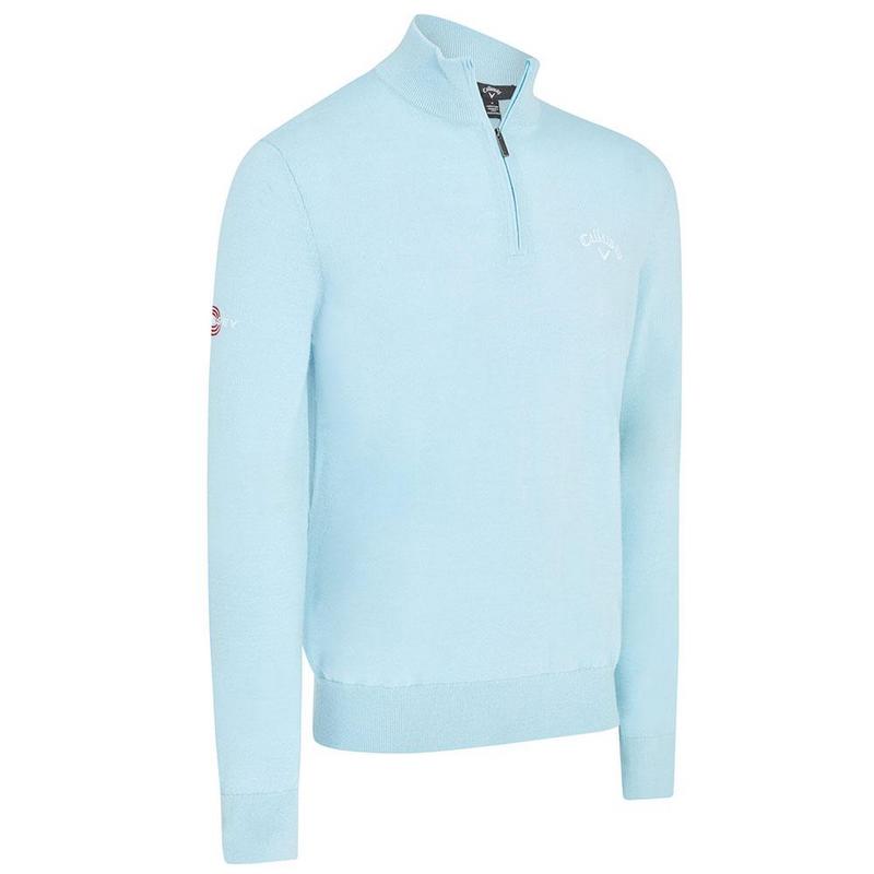 Callaway 1/4 Zip Merino Wool Tour Logo Golf Sweater - Arctic Paradise - main image