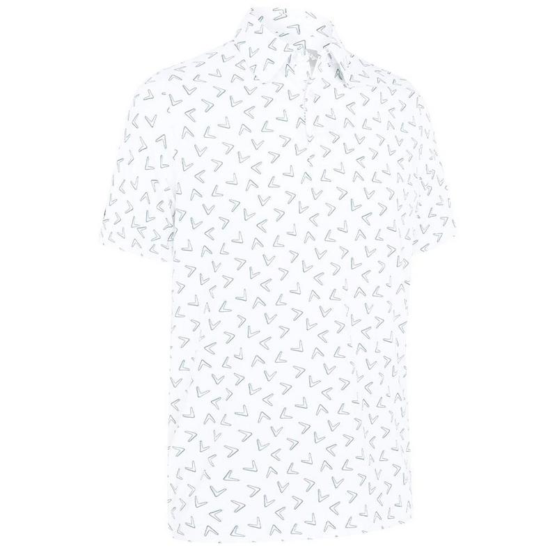 Callaway All Over Chev Print Golf Polo Shirt - Bright White