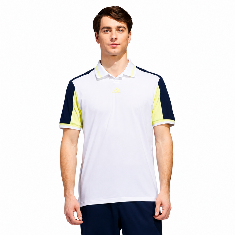 adidas BTC Twistknit Golf Polo Shirt - White/Frozen Lemon - main image