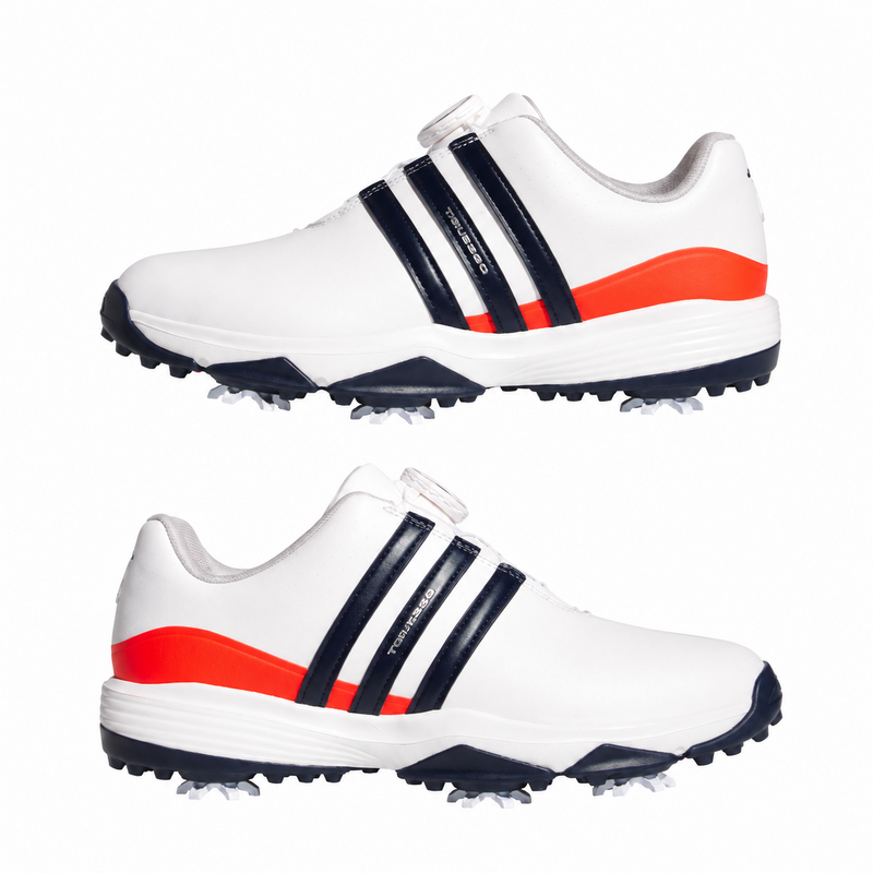 adidas Tour360 BOA Junior Golf Shoes - White/Navy/Lucid Red - main image
