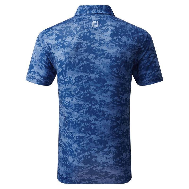 FootJoy Cloud Camo Lisle Golf Polo Shirt - Twilight Blue