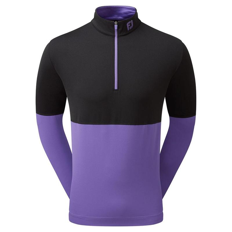 Footjoy Mens Colour Block Midlayer Golf Sweater - Black Violet - main image