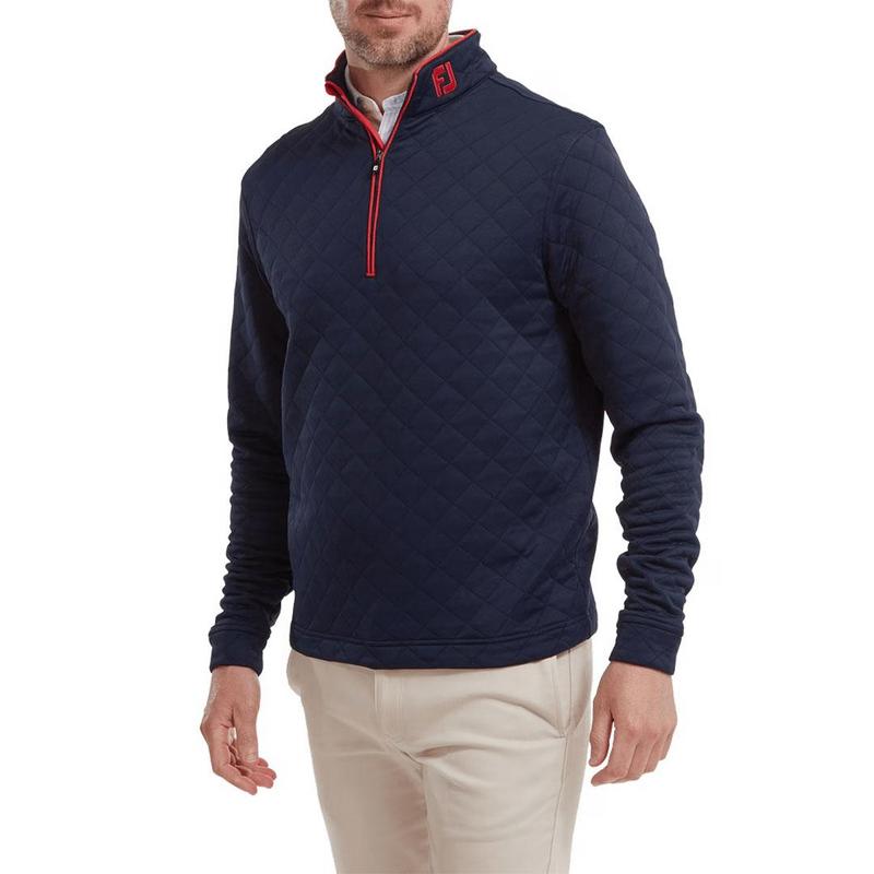 FootJoy Diamond Jacquard Chill-Out Golf Sweater - Navy