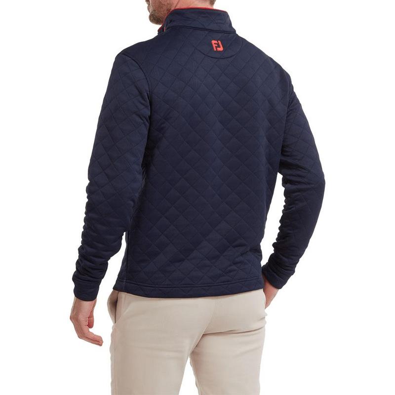 FootJoy Diamond Jacquard Chill-Out Golf Sweater - Navy