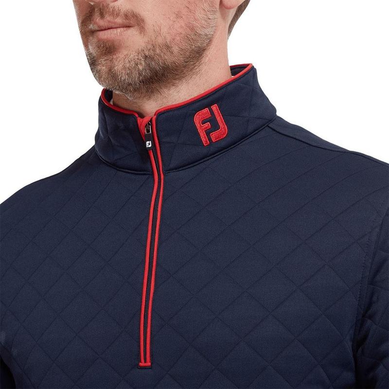 FootJoy Diamond Jacquard Chill-Out Golf Sweater - Navy