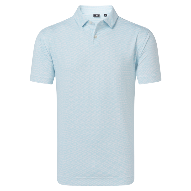 FootJoy Modernist Geo Pique Golf Polo Shirt White / Ice Blue