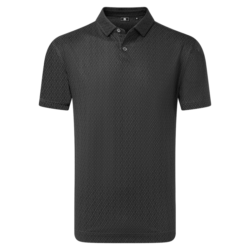 Footjoy Modernist Geo Pique Golf Polo Shirt - Charcoal/Black