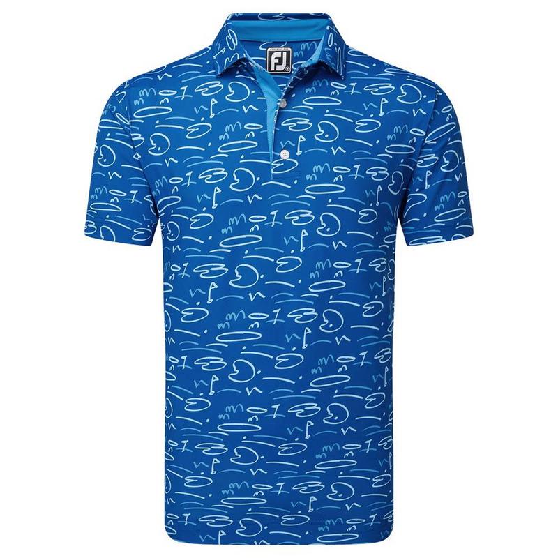 FootJoy Golf Course Doodle Pique Golf Polo - Deep Blue - main image