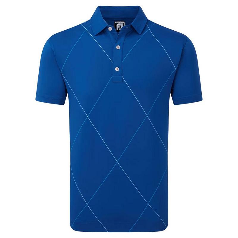 FootJoy Raker Print Lisle Golf Polo Deep Blue