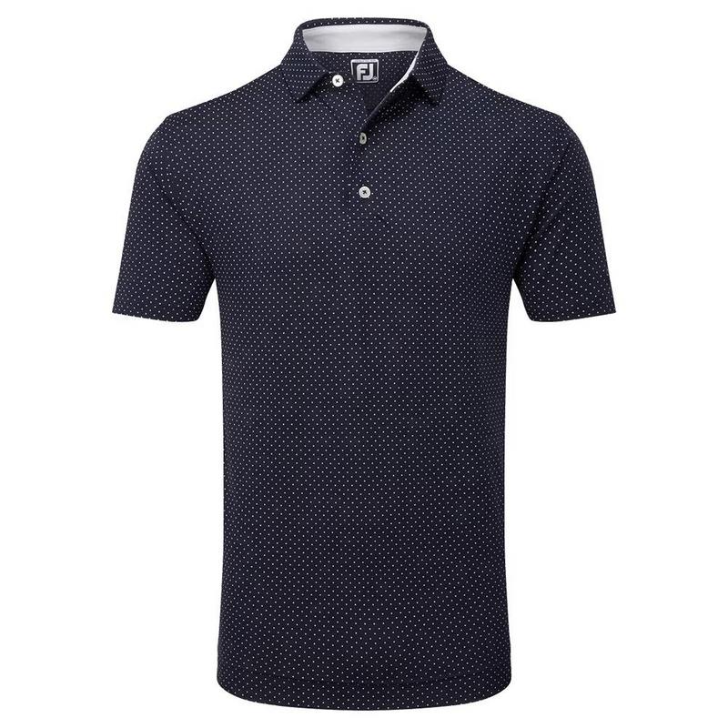 FootJoy Stretch Lisle Dot Print Golf Polo - Navy - main image