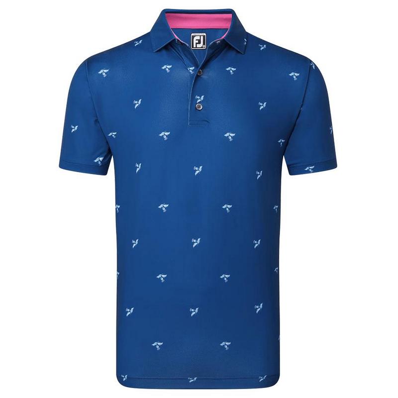 FootJoy Thistle Print Lisle Golf Polo - Deep Blue - main image