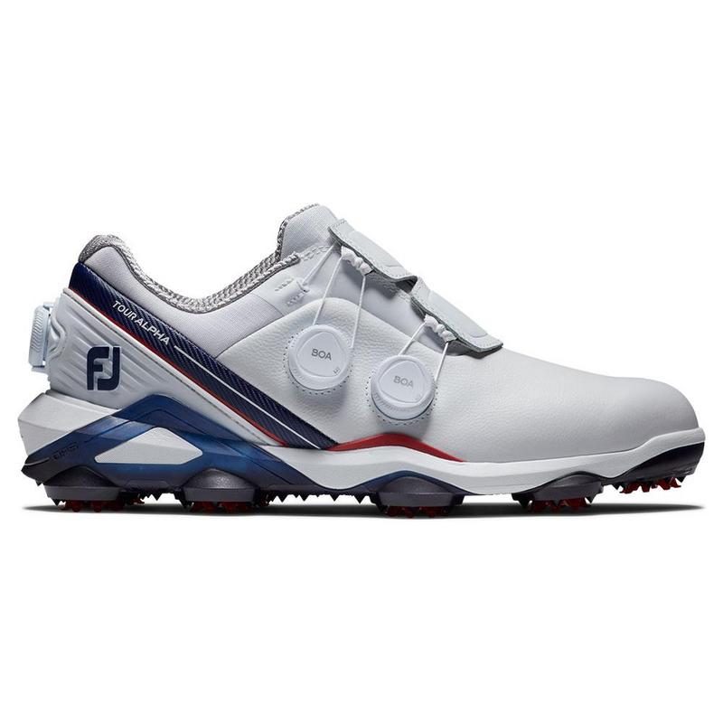 FootJoy Tour Alpha 2.0 Triple BOA Golf Shoes - White/Navy/Red - main image