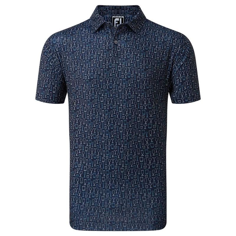 Footjoy Glass Print Lisle Golf Polo Shirt - Navy - main image