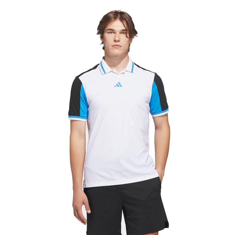 adidas Beyond the Course Vent Twistknit Golf Polo Shirt - White/Black/Blue - main image