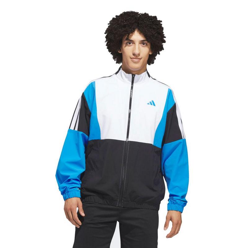 adidas Beyond the Course Windbreaker Golf Jacket - Black/White/Blue - main image