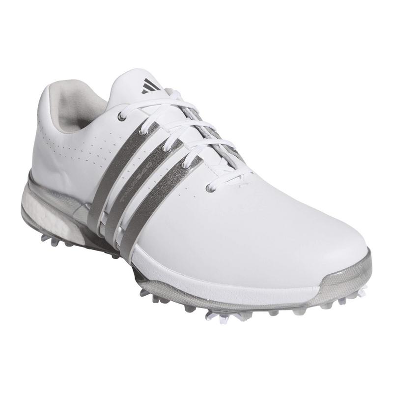 adidas Tour360 Boost Golf Shoes - White/Iron Metallic/Silver - main image