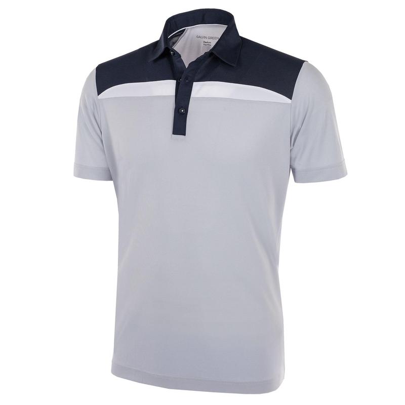 Galvin Green Mapping VENTIL8 Plus Golf Polo Shirt Cool Grey Navy