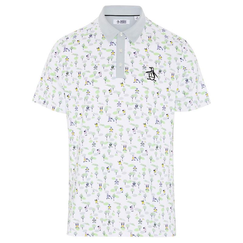 Original Penguin Pete N The Course Print Golf Polo - Bright White - main image