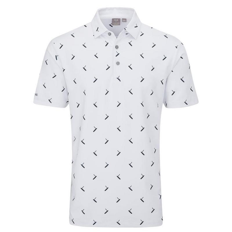 Ping Gold Putter Printed Golf Polo Shirt - White/Navy - main image