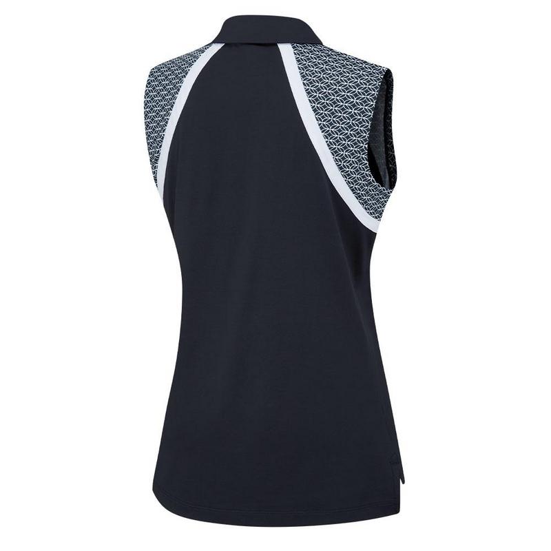 Ping Ladies Ansie Sleeveless Zip Neck Golf Polo - Navy/White - main image