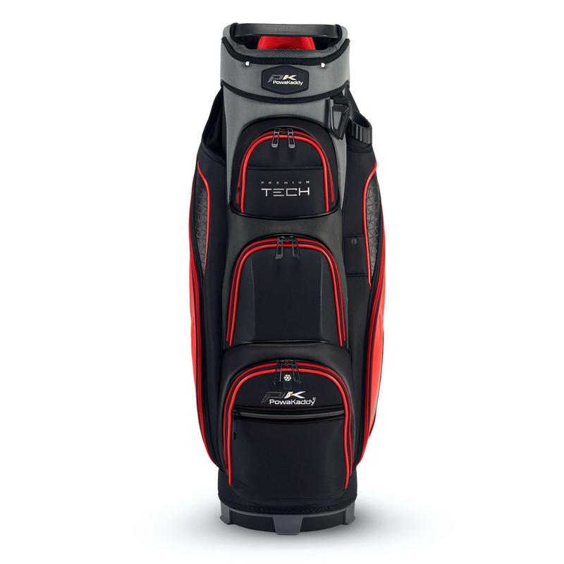 PowaKaddy Prem Tech Golf Cart Bag 2024 - Gun Metal/Red - main image