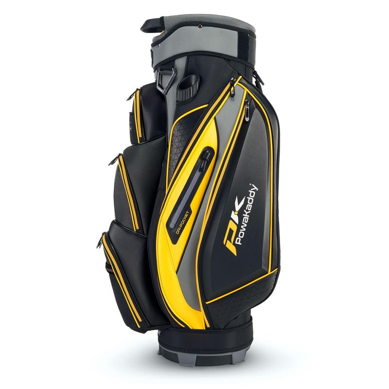 PowaKaddy Prem Tech Golf Cart Bag 2024 - Gun Metal/Yellow - main image