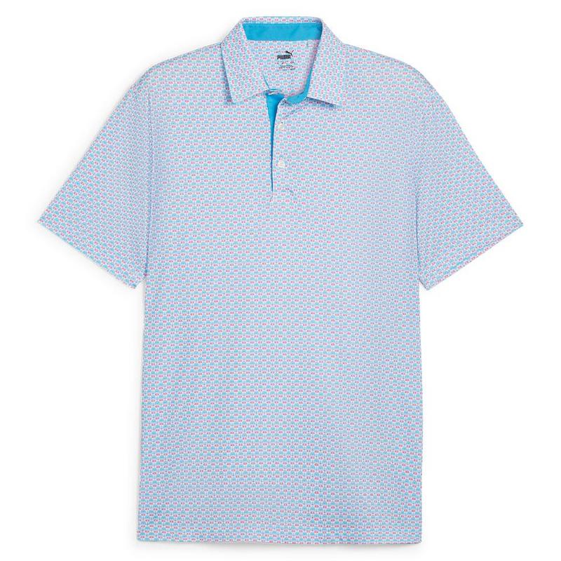 Puma MATTR Palm Deco Polo - Aqua Blue/Garnet Rose - main image