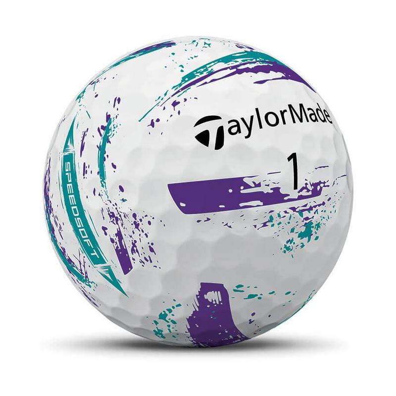 TaylorMade SpeedSoft Ink Golf Balls - White/Teal/Purple - main image